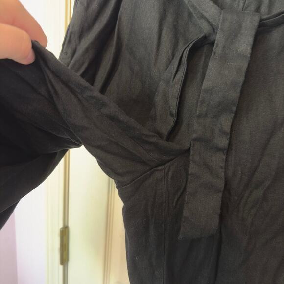 J. Jill Linen Stretch Tie Waist Crop Pants Size M Black Minimalist Casual Comfy - Picture 3 of 6